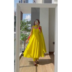 Yellow Color Haldi Special Sober but graceful Anarkali Suit